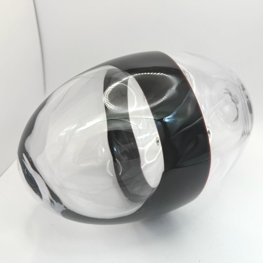 Bjorn Ronnquist Swedish Hand Blown Art‎ Glass Egg 9" Purple Stripe Label - Picture 5 of 12